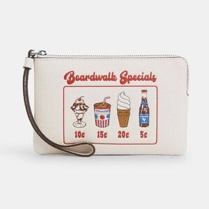 NWT Coach Small Corner Zip Wristlet Boardwalk Ice Cream Chalk White CU196 NEW